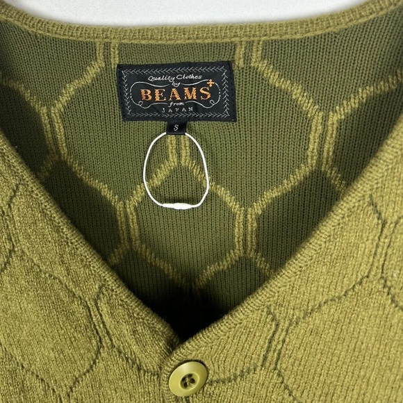 BEAMS Plus Japan Military Quilted Jacket Liner-Style Knit Cardigan Men’s S NWOT - Picture 6 of 6